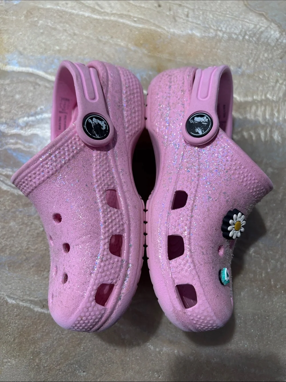 CROCS Kids Pink Clog Sandals with Daisy Charm Lightweight Size Kid C9